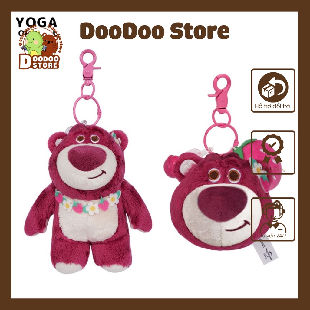 Móc Chìa Khoá Gấu Lotso Dễ Thương A77, Móc Khoá Gấu Dâu/ Phụ kiện Balo/ Túi Xách/ Xe Gấu Lotso đỏ
