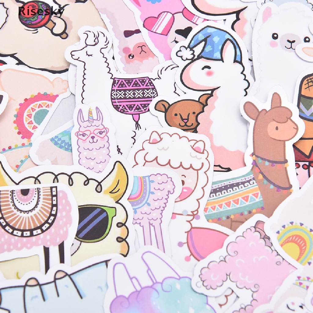 Bộ 50 Miếng Dán Hình Lạc Đà Alpaca Trang Trí Laptop Vali Ván Trượt