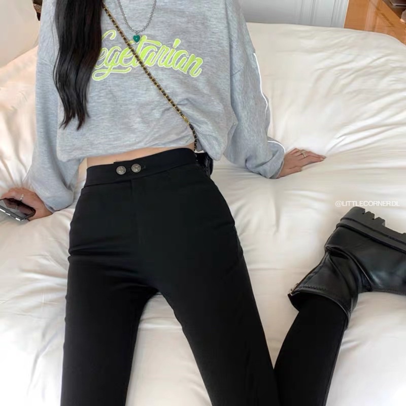 Quần Jean Topshop Nữ Hai Nút Ôm Lưng Cao QC loại 1 co giãn