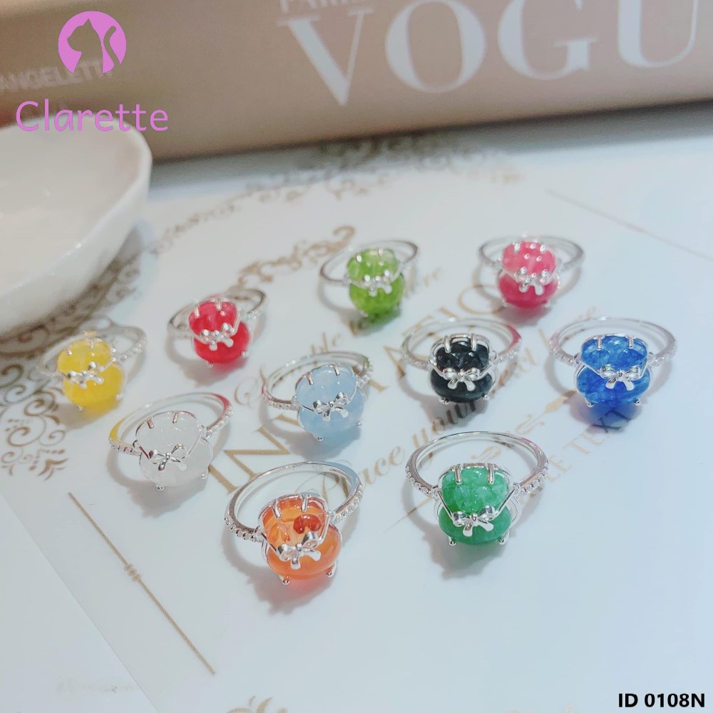Nhẫn bạc hình túi tiiền đá phong thủy Clarette 0108N