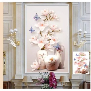 tranh thêu chữ thập bình hoa lan đẹp