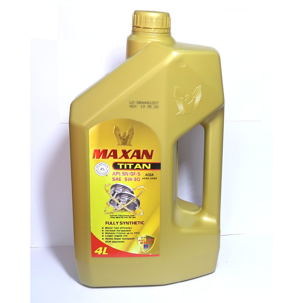 Nhớt Maxan Titan 5W30 Nano Tổng Hợp Cho Xe Hơi Máy Xăng Cao Cấp