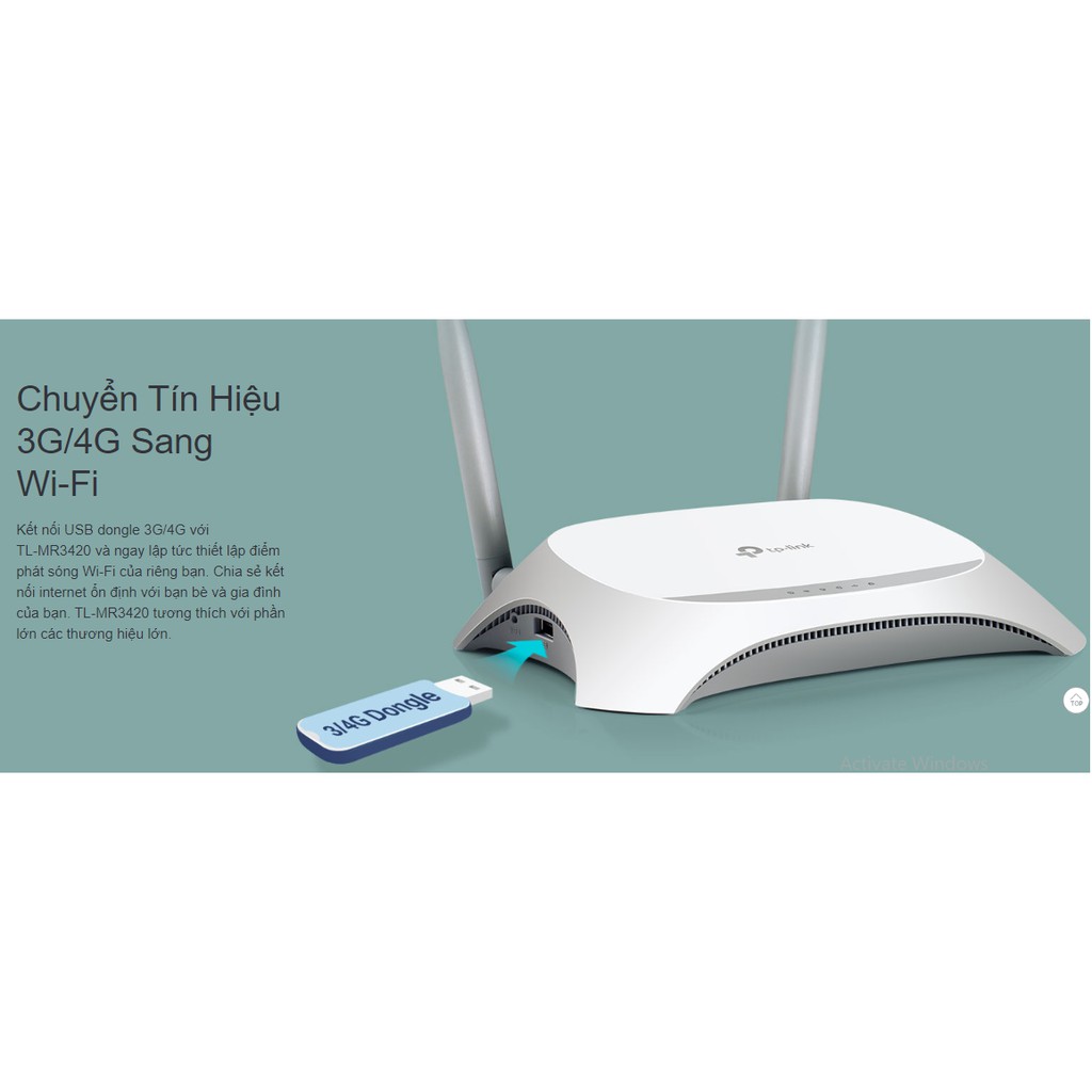 Router Không Dây Chuẩn N 3G/4G - Hàng Chính Hãng TP-Link TL-MR3420