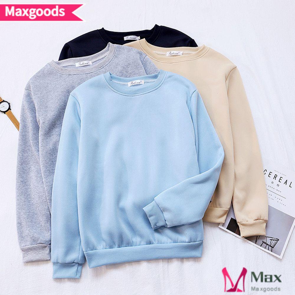Áo Sweater Màu Trơn Dáng Rộng Thời Trang Cho Nữ