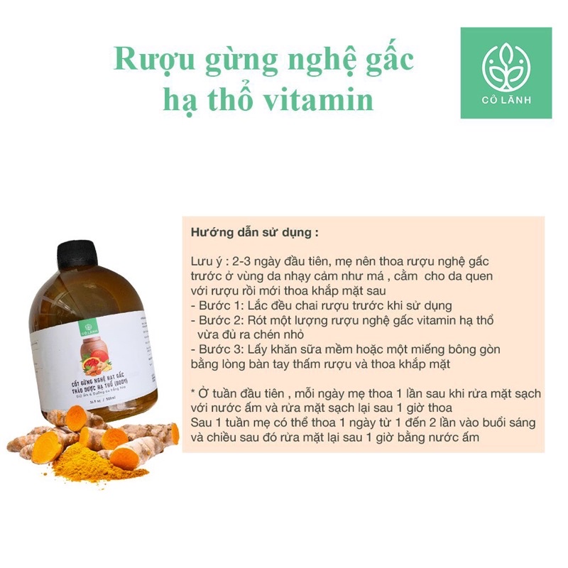 Cốt nghệ gấc Vitamin hạ thổ Cỏ Lành 500ml