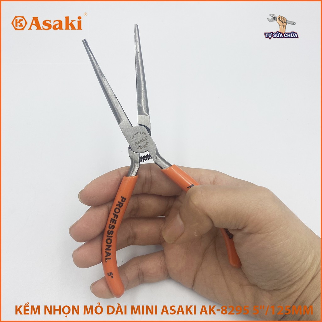 Kềm Kìm nhọn mỏ dài mini Asaki AK-8295 5 inch 125mm