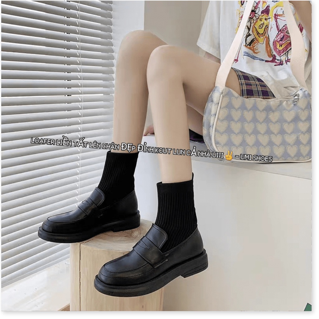 ⚡ ⚡ ⚡ Giày bốt tất may liền cổ Ulzzang thời trang ôm chân năng động trẻ trung mới đẹp xinh hot đế bằng lười ⚡