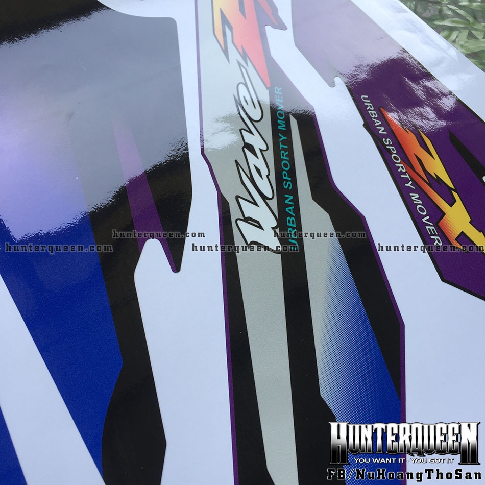 Tem rời WAVE nhỏ. Chế tem ZX tím đen nổi bật. Decal bền đẹp không bay màu