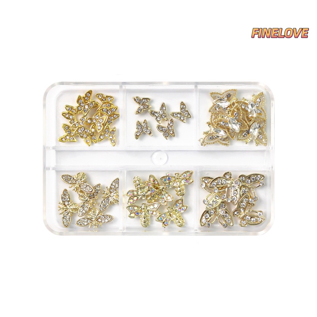 Phụ Kiện Trang Trí Móng Tay Hình Bướm Bằng Hợp Kim Đính Đá Xinh Xắn
