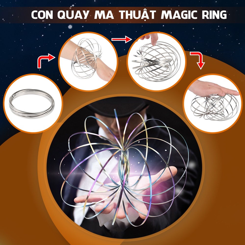 Đồ Chơi Vòng Xoay Quay Ma Thuật 3D Kỳ Ảo Đeo Tay Magic Ring Hand Spinner Magical Metal Torus Toroflus Giảm Stress