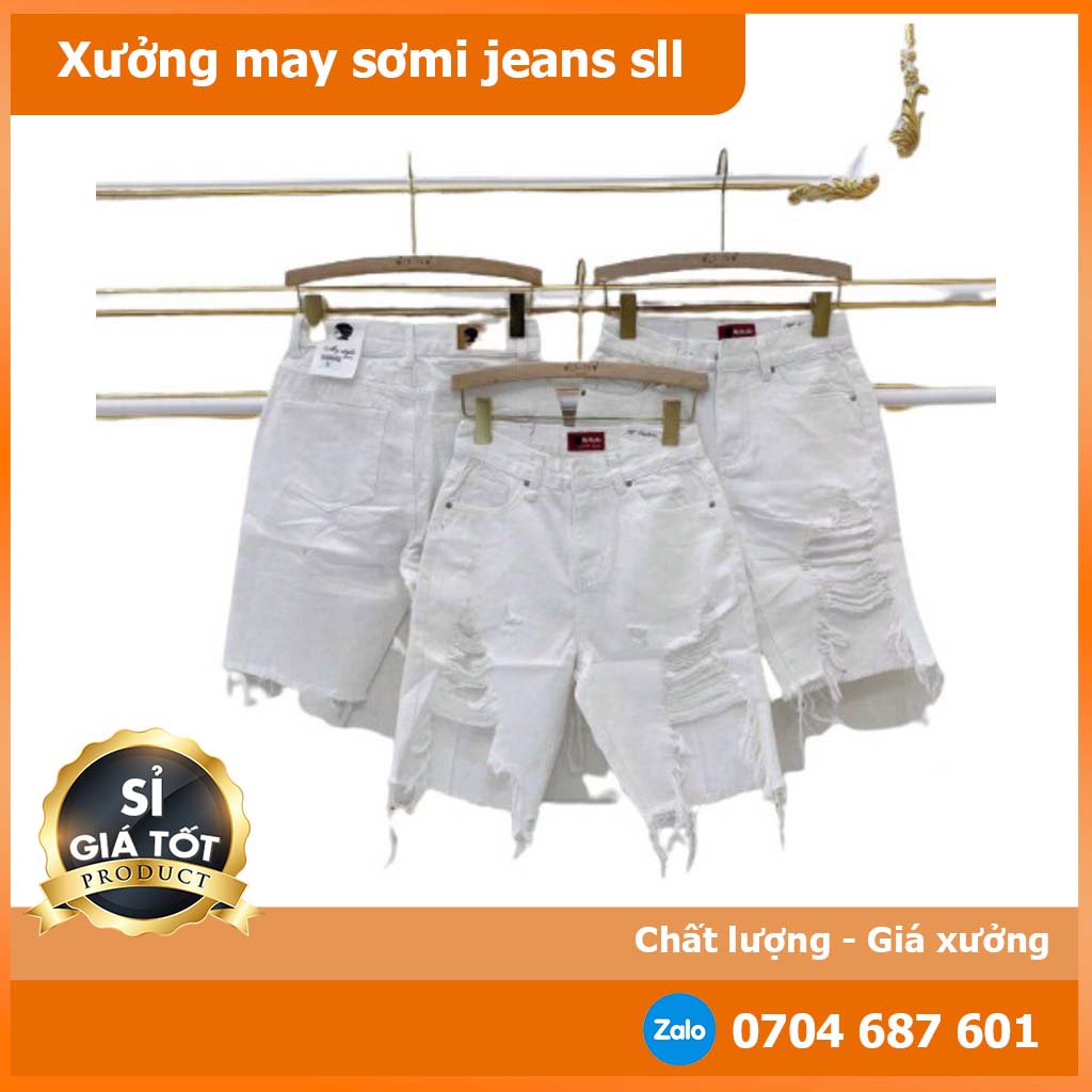 "XƯỞNG BÁN SỈ"🌟HCM🌟SỈ THEO RI⚡Hot QUẦN SHORT NGỐ TRẮNG RÁCH _ mã JGP22