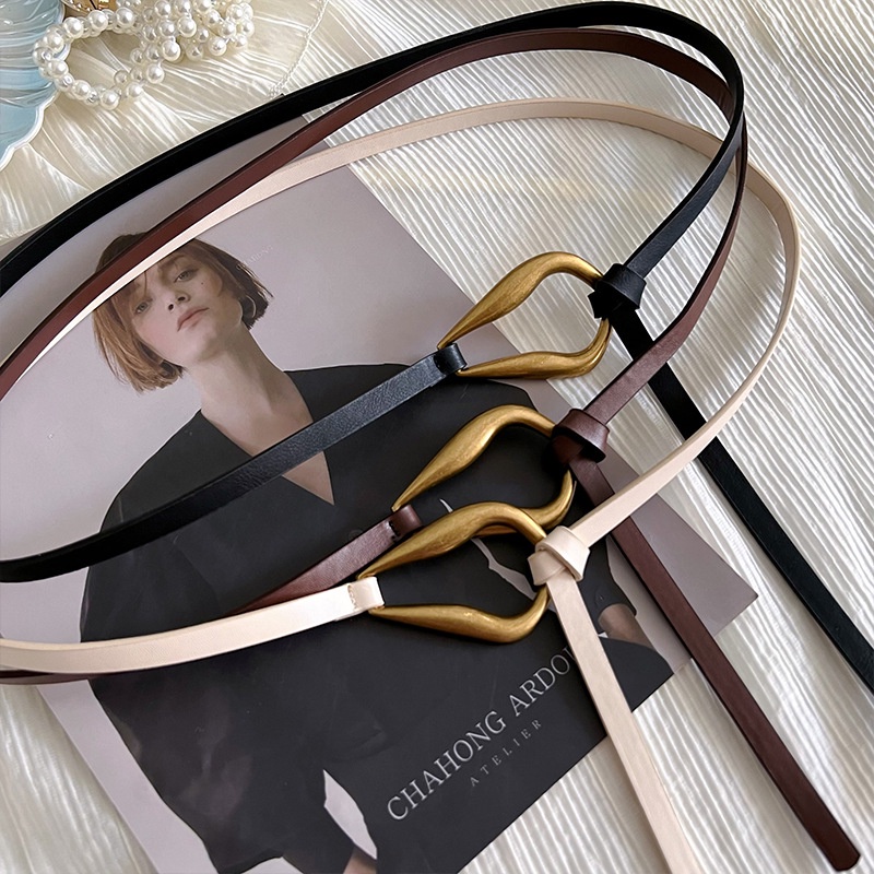 Thắt Lưng Da PU Mỏng Khóa Kim Loại Thời Trang Cho Nữ