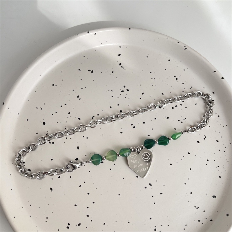 Dây Chuyền Thép Titan Mặt Thẻ Chữ Love Đính Đá Tự Nhiên 19A1299