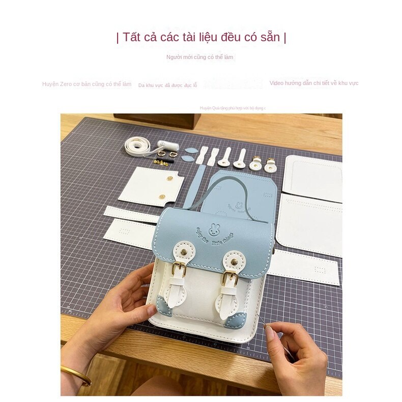 [DIY tự làm] Túi dệt tay tự làm cho phụ nữ, túi vuông nhỏ đeo chéo một vai hợp thời trang mới năm 2022, túi chất liệu tự làm, quà tặng cho bạn gái