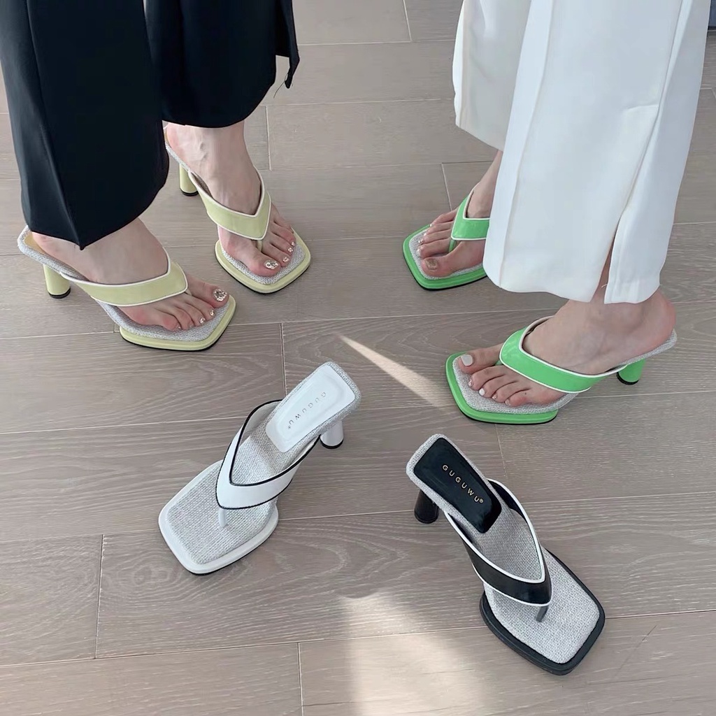 Guốc Nữ Cao Cấp Mũi Vuông Gót Trụ QC Cao 7cm TRINH LÊ SHOP GIÀY DÉP