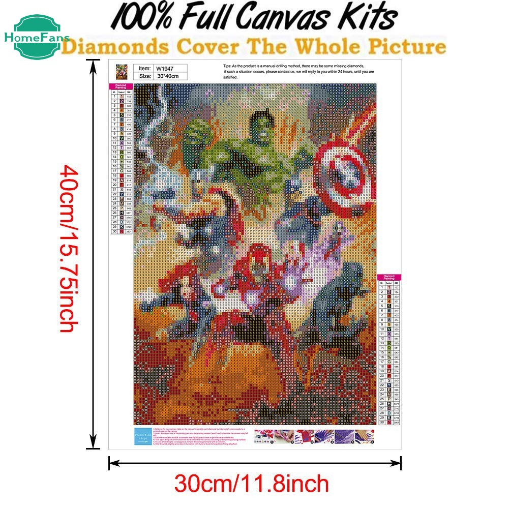Bộ Tranh Đính Đá 5d Hình Siêu Anh Hùng Marvel Kích Thước 30x40cm DIY
