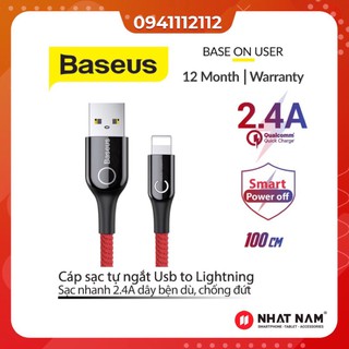 Cáp sạc tự ngắt iPhone Baseus C-shape chính hãng,có đèn Led, sạc cho các đời iPhone iPad