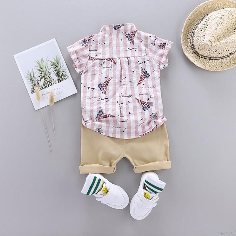 Set áo thun tay ngắn &amp; quần short cho bé trai phong cách Hàn Quốc