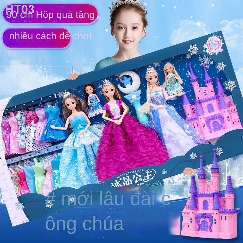 ♛¤Hey Barbie Bộ quà tặng Hộp Dress Up Frozen Aisha Princess Girl Toy Villa