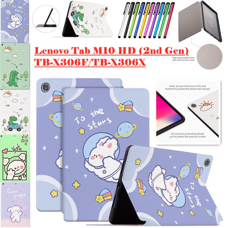 Bao Da Máy Tính Bảng Nắp Lật Chống Sốc Họa Tiết Hoạt Hình Cho Lenovo Tab M10 HD (2nd Gen) TB-X306F / TB-X306X Ốp