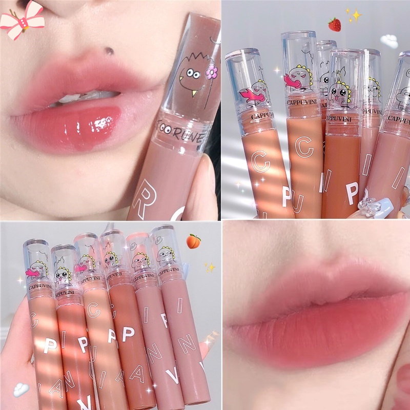 [Hàng Mới Về] Son Môi Bùn Hình Đầu Khủng Long Nhỏ Dễ Thương Làm Bóng Lì Không Dính Cốc
