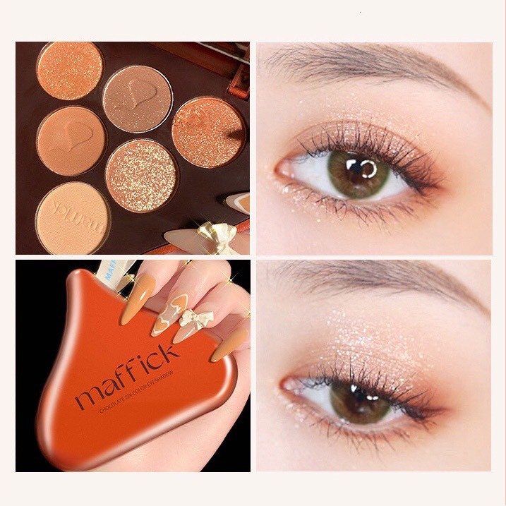 Bảng phấn mắt 6 màu socola kisses MAFFICK tông cam đào cam đất xinh xắn Chocolate Six-Color Eye Shadow hot Tiktok MAFI33 | BigBuy360 - bigbuy360.vn