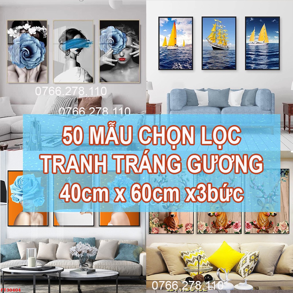 Tranh treo tường TRÁNG GƯƠNG 40cm x60cm x3bức in UV 3D trực tiếp trên gỗ nguyên tấm dầy 12ly bền bóng đẹp | BigBuy360 - bigbuy360.vn