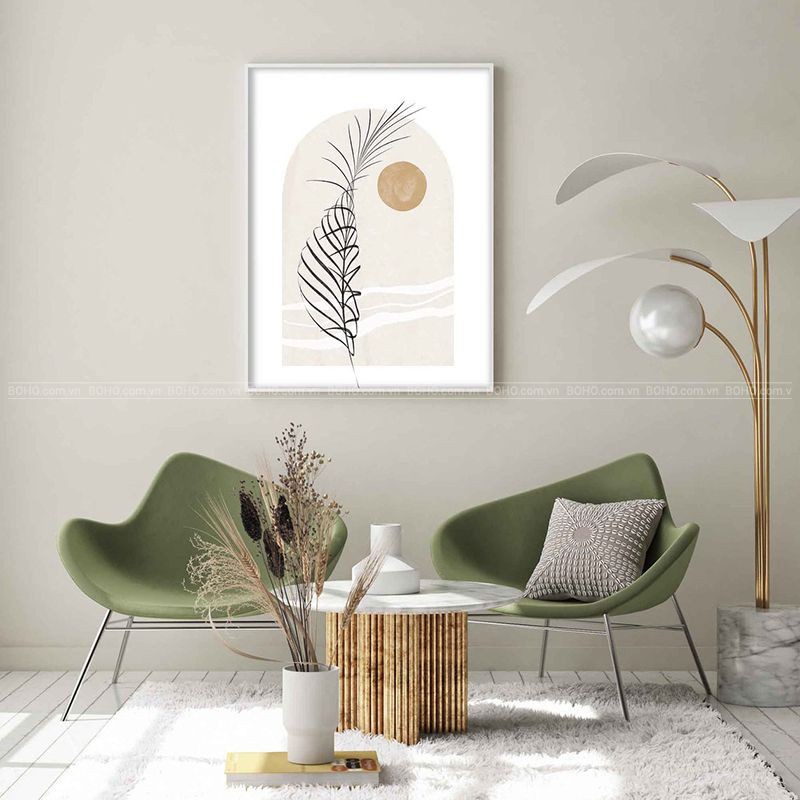 Tranh BOHO trừu tượng treo tường kích thước 50*70cm, tặng kèm đinh 3 chân treo tranh, bảo hành 12 tháng