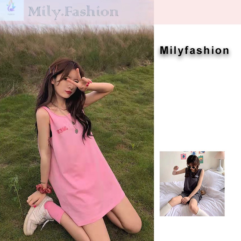 Áo Tank Top Không Tay Thêu Màu Hồng l1Hc