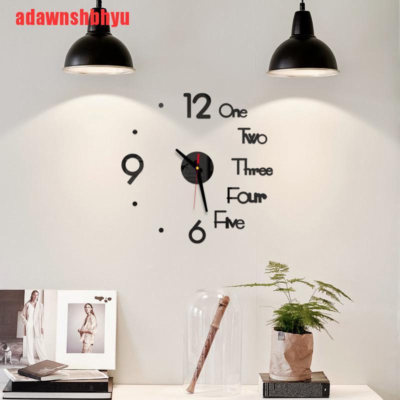 [adawnshbhyu]Acrylic Modern DIY Wall Clock 3D Mirror Surface Sticker Decor Wall Unique Clocks