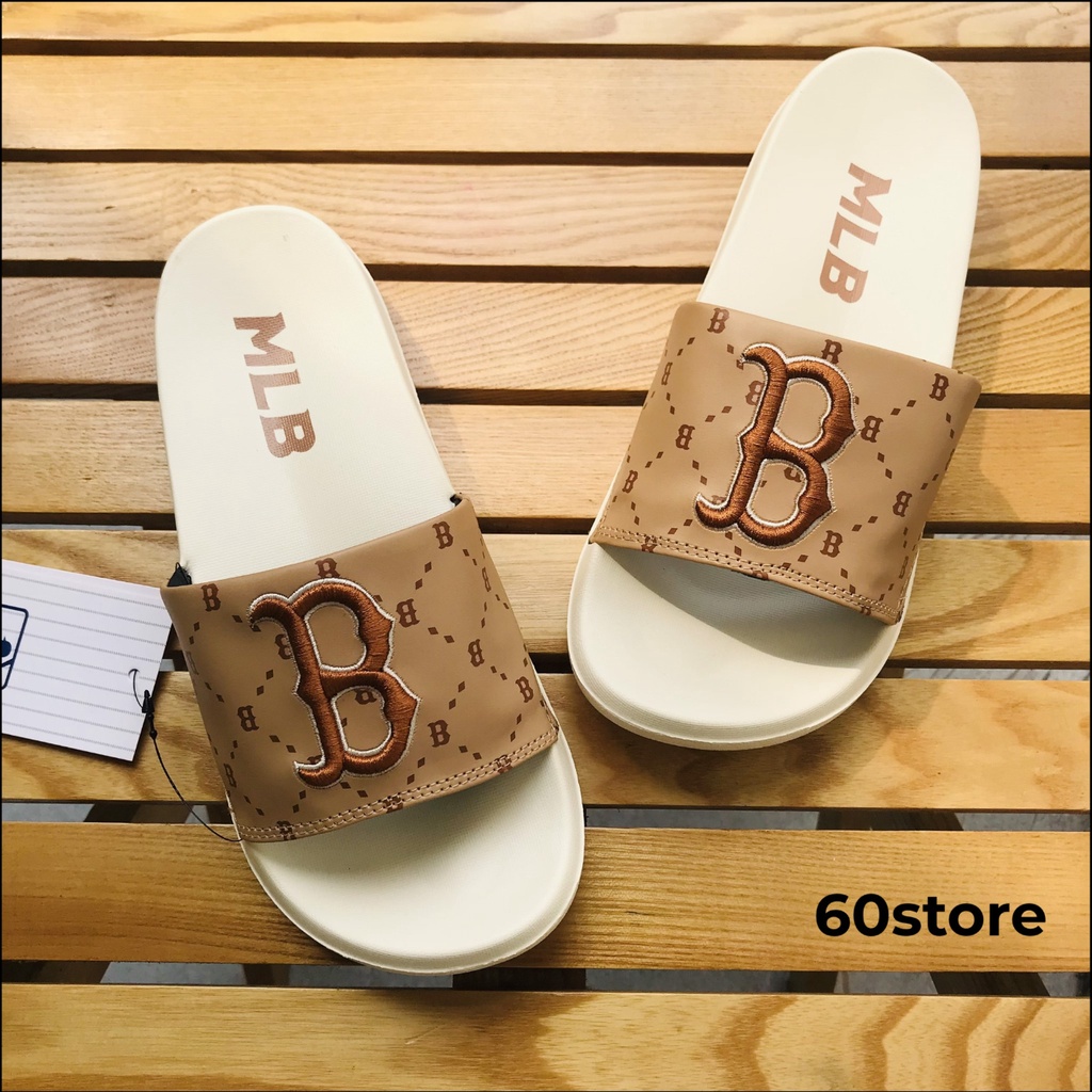 Dép MLB Thêu Chữ Nổi Sắc Nét Dép Quai Ngang Chữ NY Nam Nữ Thời Trang Unisex