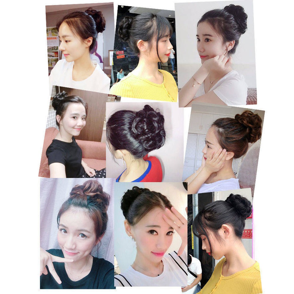 SmileFairyCC【COD &amp; Hàng Có Sẵn】Búi Tóc Giả Đuôi Ngựa Bằng Sợi Tổng Hợp Co Giãn Dành Cho Nữ