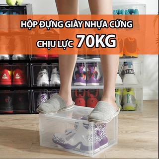 Hộp Đựng Giày Nhựa Cứng Cao Cấp Nắp Hút Nam Châm Size Lớn, Tủ Giày Lắp Ghép Tiện Lợi