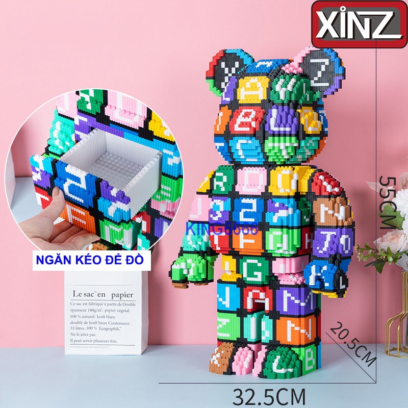 Xếp hình Gấu Bearbrick cỡ lớn 50cm - 55cm Đồ chơi lắp ráp nano 3d  bear bricK mô hình bearbicks