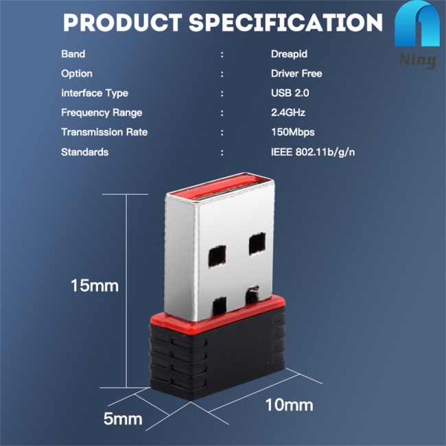 Usb Wifi 2.0 150m Mini Mạnh Mẽ 802.11 B / g / n Cho Laptop / pc 1-14 Kênh