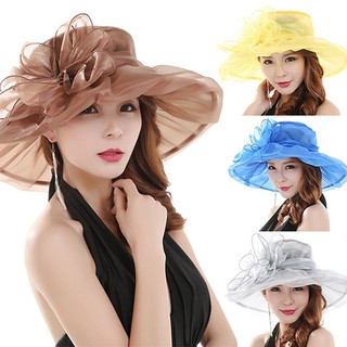 Nón rộng vành thắt hoa dự tiệc sáng trọng cho nữ