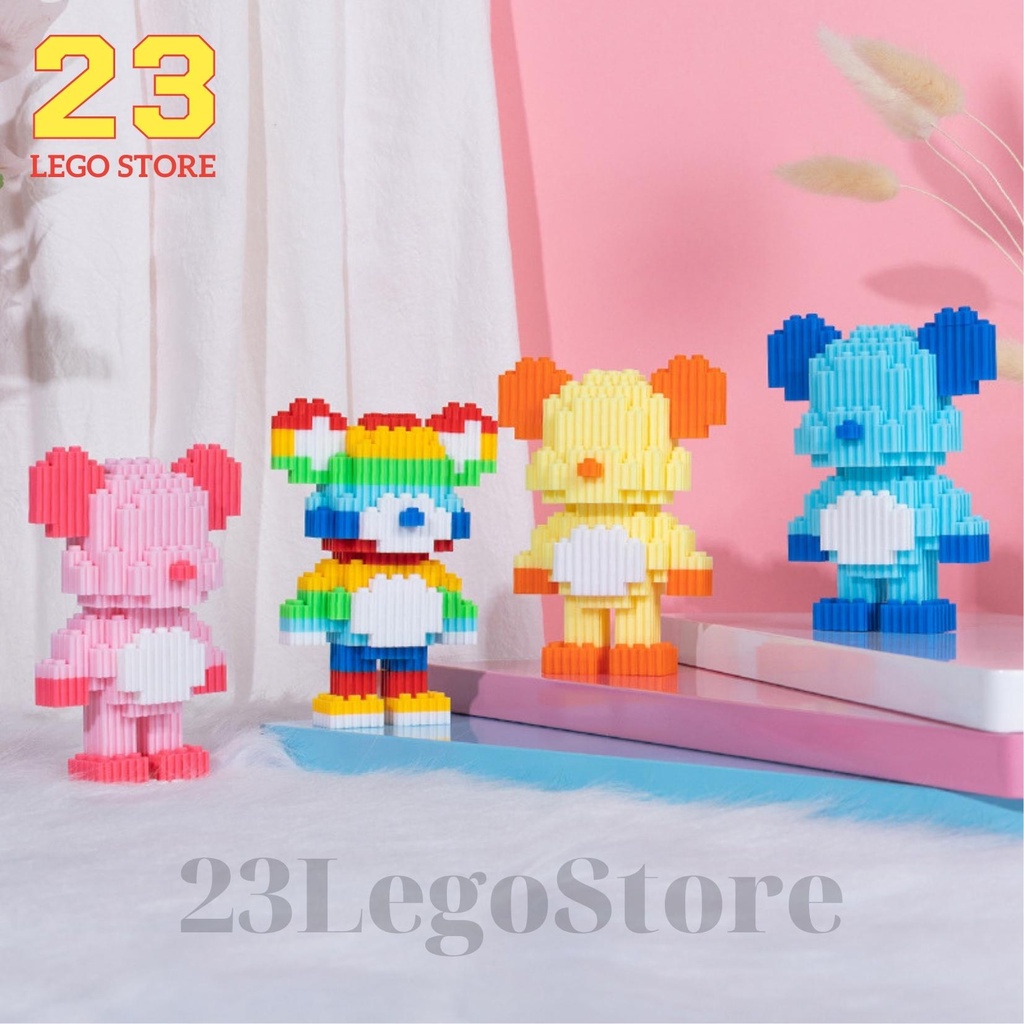 Bộ đồ chơi lắp ghép gấu BearBrick cỡ nhỏ mini 12cm