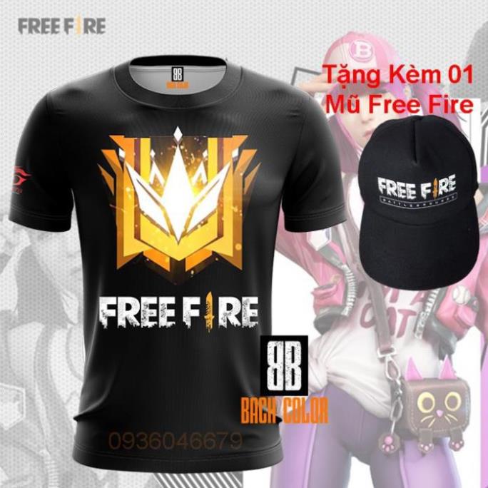 Áo Thun Free Fire Đen 3D Rank Đại Kiện Tướng - sale sốc - hàng độc