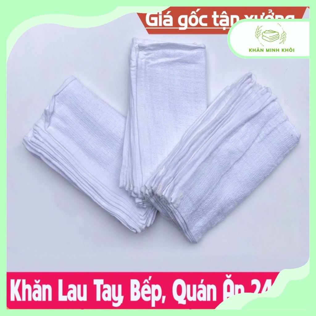 Khăn Lau Đa Năng Màu Trắng, 100% Cotton - KT 24x24cm - Dùng : Lau Bát Dĩa, Lau Tay, Quán Ăn, Nhà Bếp