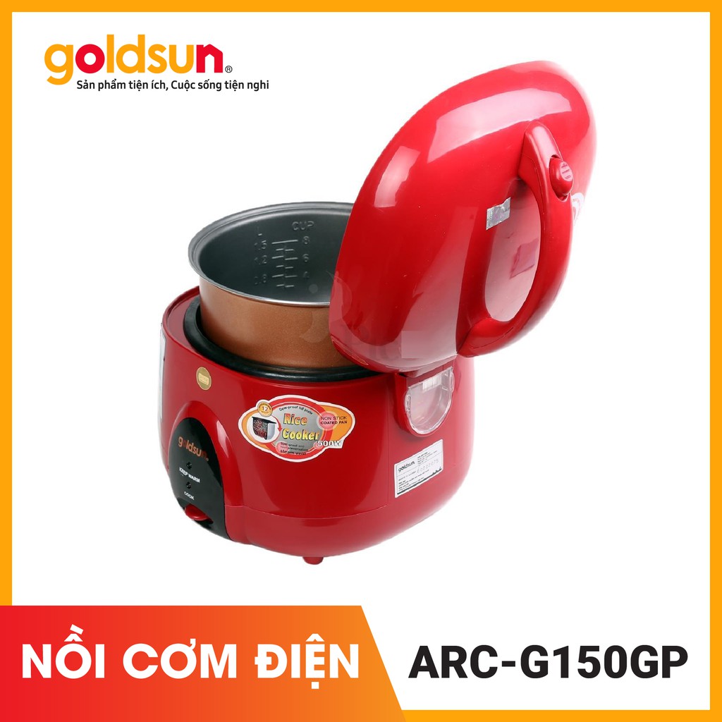 Nồi cơm điện Goldsun nắp Gài 3D 1,5 lít ARC-G150GP, 2 mùa trắng + đỏ