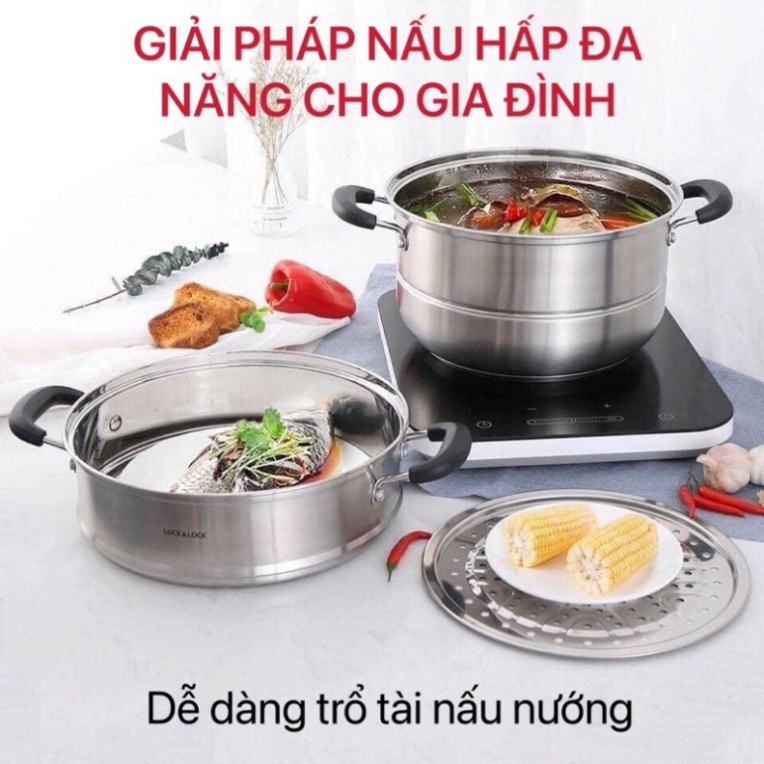 - Nồi hấp inox 2 tầng - dùng được bếp từ, bếp ga, bếp hồng ngoại - size 26 và 28cm
