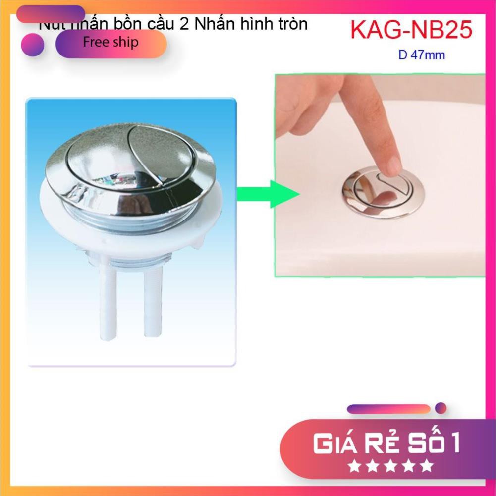 Nút 2 nhấn xả bồn cầu, nút nhấn cầu xả 2 nhấn tròn lỗ sứ 4.7-5cm, nút xả bồn cầu thông dụng hiện nay