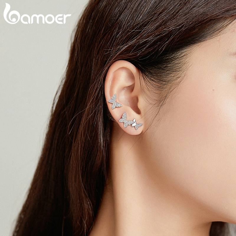 Khuyên tai BAMOER bạc 925 thời trang với nhiều kiểu tùy chọn