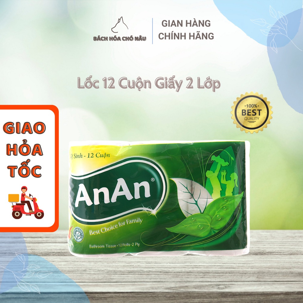 Giấy Vệ Sinh An An 12 Cuộn/ Lốc Giấy 2 Lớp Cao Cấp [ Hàng Mới Chính Hãng]