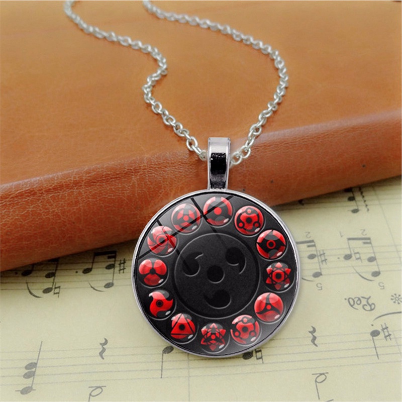 Vòng cổ Mặt Tròn Hình Đôi Mắt Sharingan Anime Naruto Shippuden Phong Cách Vintage