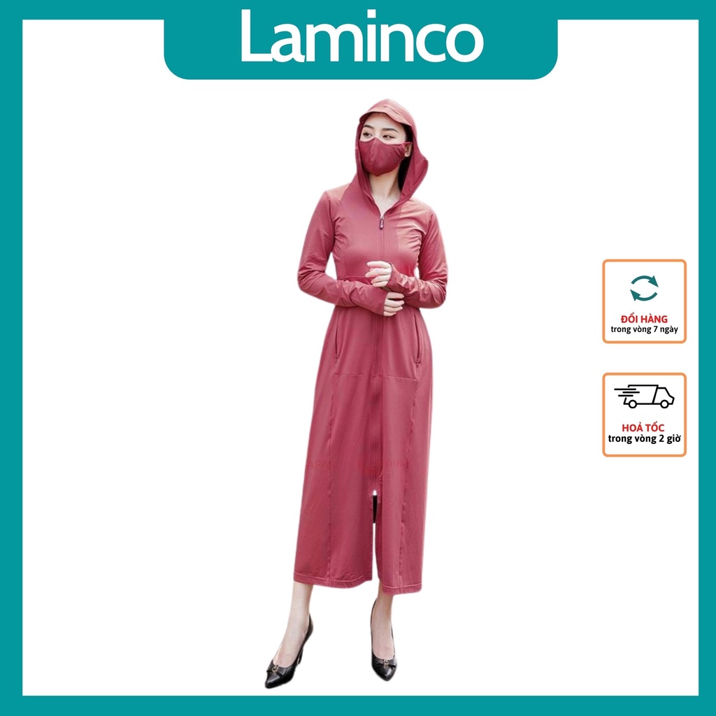 Áo chống nắng thông hơi 2 lớp cao cấp dáng dài thoáng khí có lưới co giãn làm mát UPF 50+ Laminco v100