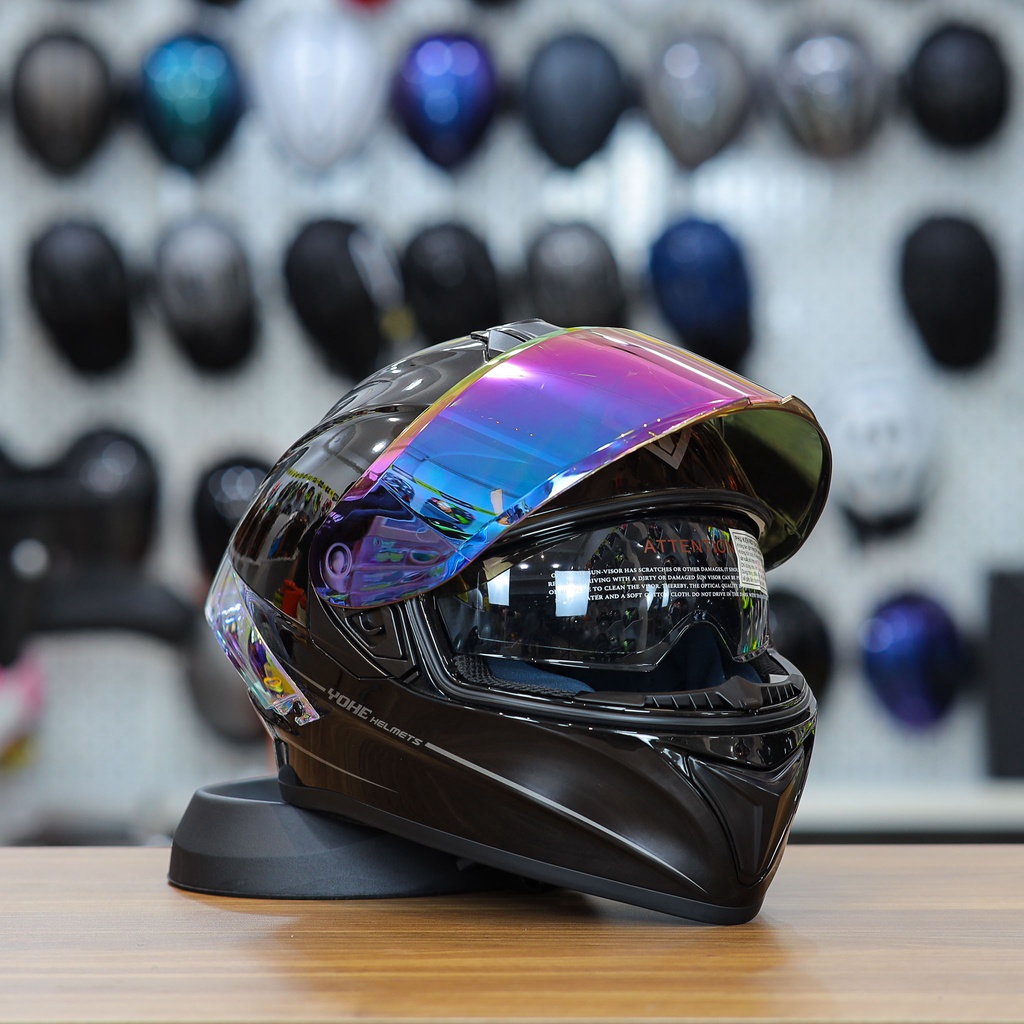 Combo Nón Fullface 2 Kính Yohe 981 Kèm Kính Gương Titan Và Đuôi Gió GPRR