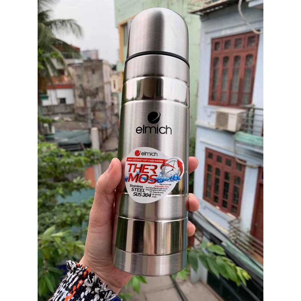 Bình giữ nhiệt Elmich 500ml 5196, 750ml 5197, 1000ml 5198 inox 304