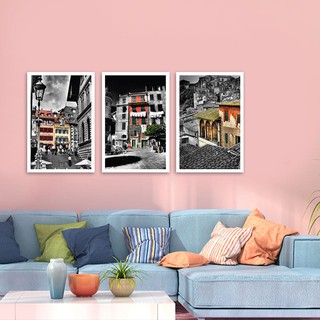 Bộ 3 tranh Thành phố Cổ | Tranh treo tường phòng khách W1745