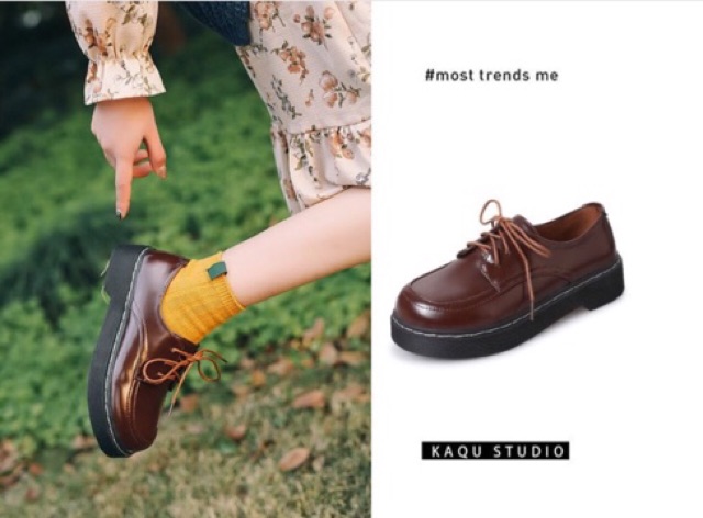 [CÓ SẴN] Giày Ulzzang vintage phong cách Nhật đồng phục sinh viên mũi tròn harajuku retro da pu oxford Hàn quốc đế bằng | BigBuy360 - bigbuy360.vn